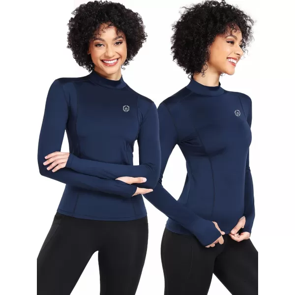 imageNELEUS Womens 3 Pack Athletic Compression Long Sleeve T Shirt Dry Fit05 BlackNavy BlueWhite 3 Pack