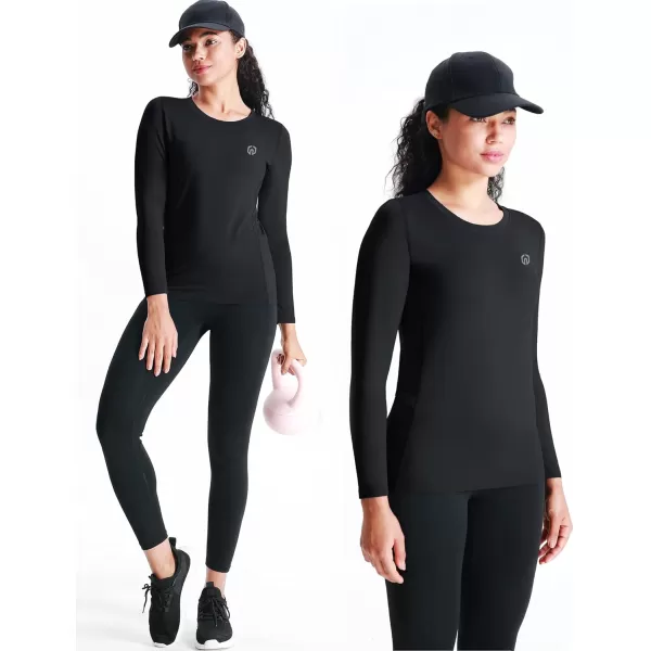 imageNELEUS Womens 3 Pack Athletic Compression Long Sleeve T Shirt Dry Fit8075 BlackGreyBlue 3 Pack