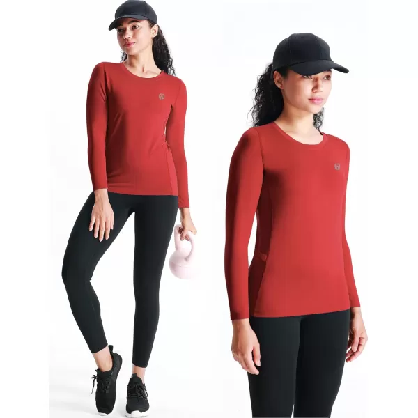 imageNELEUS Womens 3 Pack Athletic Compression Long Sleeve T Shirt Dry Fit8075 RedBlueNavy Blue 3 Pack