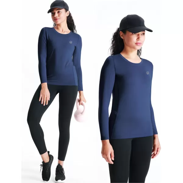 imageNELEUS Womens 3 Pack Athletic Compression Long Sleeve T Shirt Dry Fit8075 RedBlueNavy Blue 3 Pack
