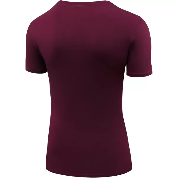 imageNELEUS Womens 3 Pack Compression Workout Athletic Shirt8016 BlackBurgundyRosy Brown 3 Pack