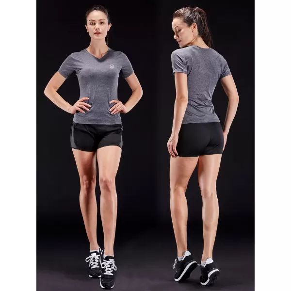 imageNELEUS Womens 3 Pack Compression Workout Athletic Shirt8016 BlackGreyBurgundy 3 Pack