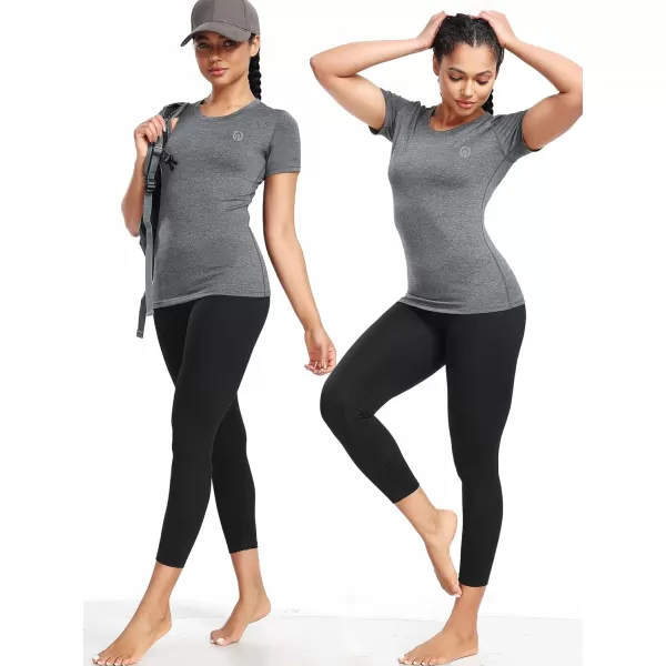 imageNELEUS Womens 3 Pack Compression Workout Athletic Shirt8017 BlackGreyBurgundy