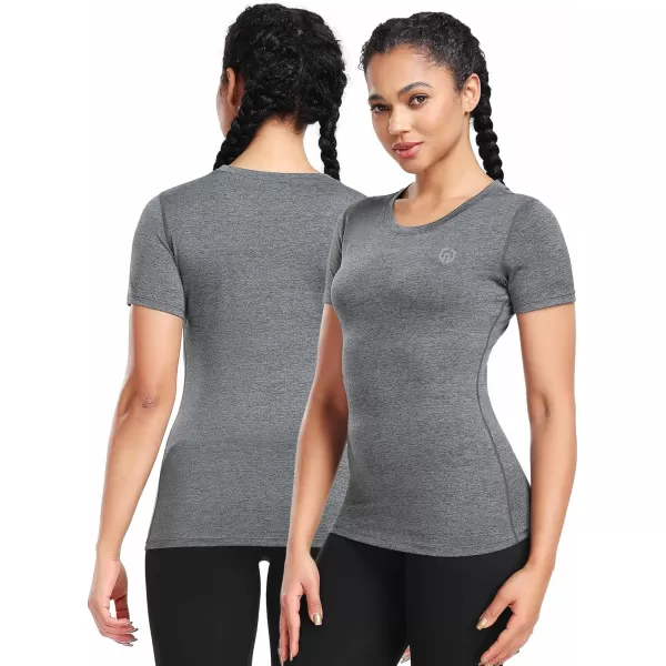 imageNELEUS Womens 3 Pack Compression Workout Athletic Shirt8017 BlackGreyBurgundy