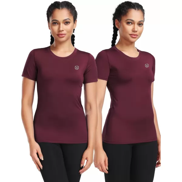 imageNELEUS Womens 3 Pack Compression Workout Athletic Shirt8017 BlackGreyBurgundy