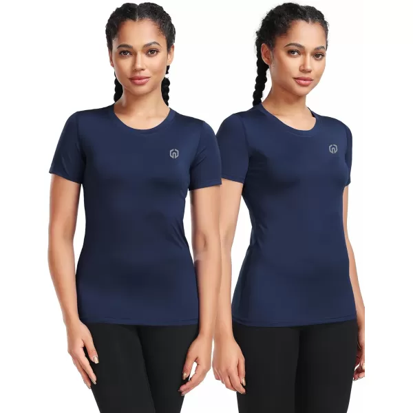 imageNELEUS Womens 3 Pack Compression Workout Athletic Shirt8017 BlackGreyNavy Blue