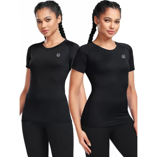 imageNELEUS Womens 3 Pack Compression Workout Athletic Shirt8018 BlackBlackBlack