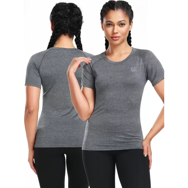 imageNELEUS Womens 3 Pack Compression Workout Athletic Shirt8018 BlackGreyBurgundy