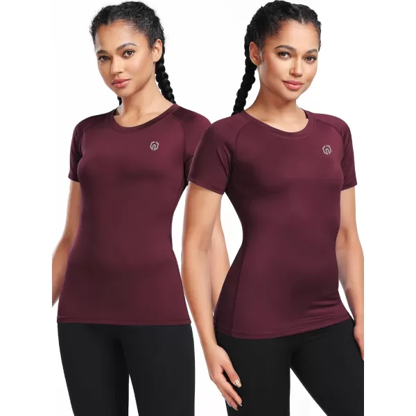 imageNELEUS Womens 3 Pack Compression Workout Athletic Shirt8018 BlackGreyBurgundy