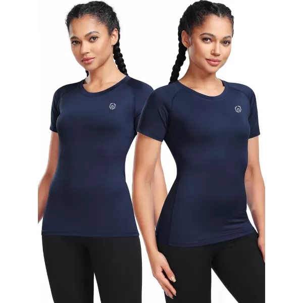 imageNELEUS Womens 3 Pack Compression Workout Athletic Shirt8018 BlackGreyNavy Blue