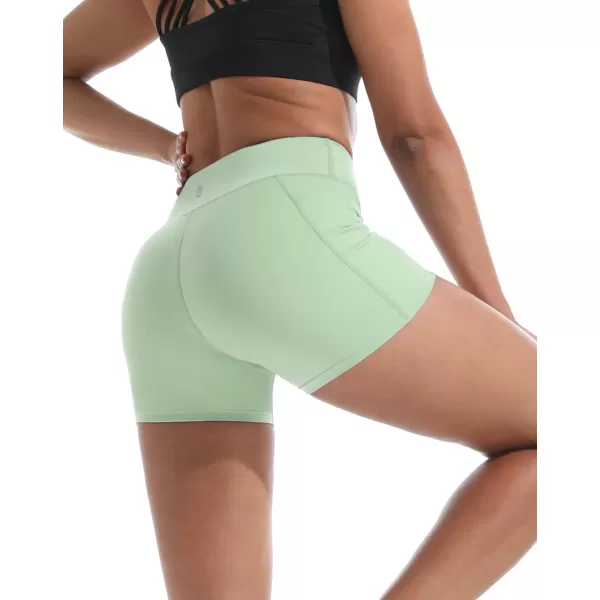 imageNELEUS Womens Athletic Shorts High Waist Tummy Control Workout Biker Shorts for Running Gym Yoga9118 PurplePinkGreen 3 Pack