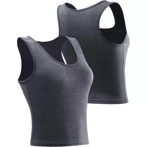 imageNELEUS Womens Running Workout Athletic Crop Shirts Pack of 38080 BlackDark GreyBlue 3 Pack