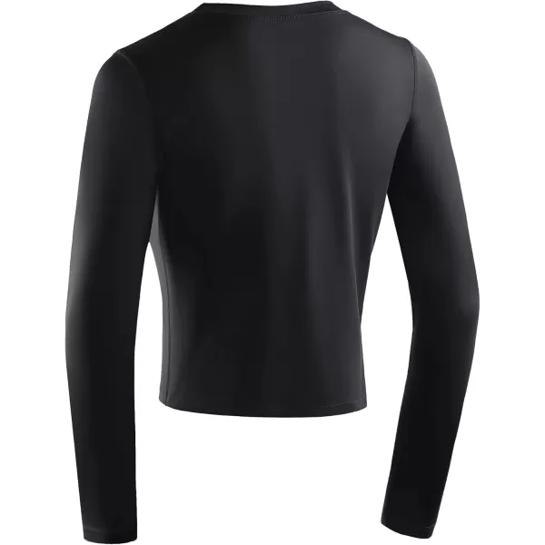 imageNELEUS Womens Running Workout Athletic Crop Shirts Pack of 3BlackBlackBlack  Long Sleeve