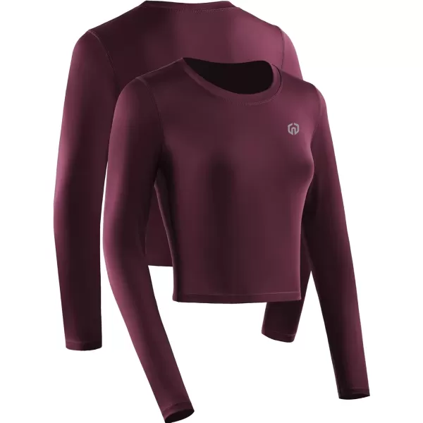 imageNELEUS Womens Running Workout Athletic Crop Shirts Pack of 3BlackGreyRed  Long Sleeve