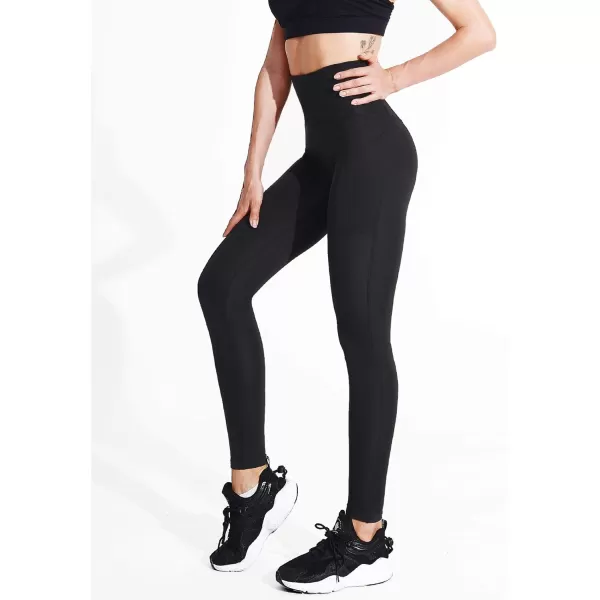 imageNELEUS Womens Yoga Pant Tummy Control High Waist Running Leggings with Pocket9048 2 Pack blackBlack