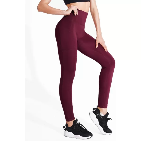 imageNELEUS Womens Yoga Pant Tummy Control High Waist Running Leggings with Pocket9048 2 Pack blackRed