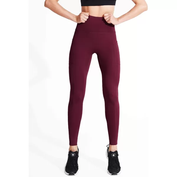 imageNELEUS Womens Yoga Pant Tummy Control High Waist Running Leggings with Pocket9048 2 Pack blackRed