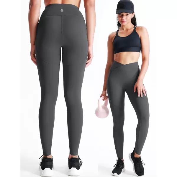 imageNELEUS Womens Yoga Pant Tummy Control High Waist Running Leggings with Pocket9124 BlackGrey 2 Pack