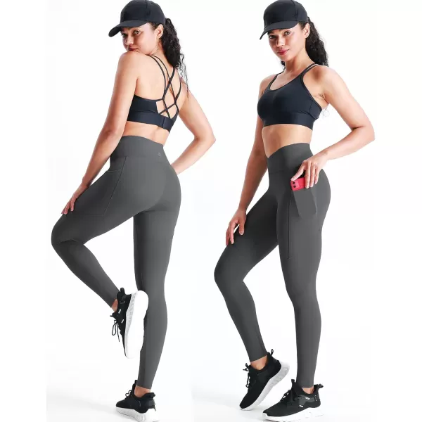 imageNELEUS Womens Yoga Pant Tummy Control High Waist Running Leggings with Pocket9124 BlackGrey 2 Pack