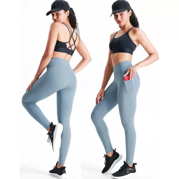 imageNELEUS Womens Yoga Pant Tummy Control High Waist Running Leggings with Pocket9124 BlackGreyGrayish Blue 3 Pack