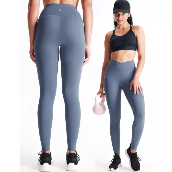 imageNELEUS Womens Yoga Pant Tummy Control High Waist Running Leggings with Pocket9124 BlackGreyNavy Blue 3 Pack