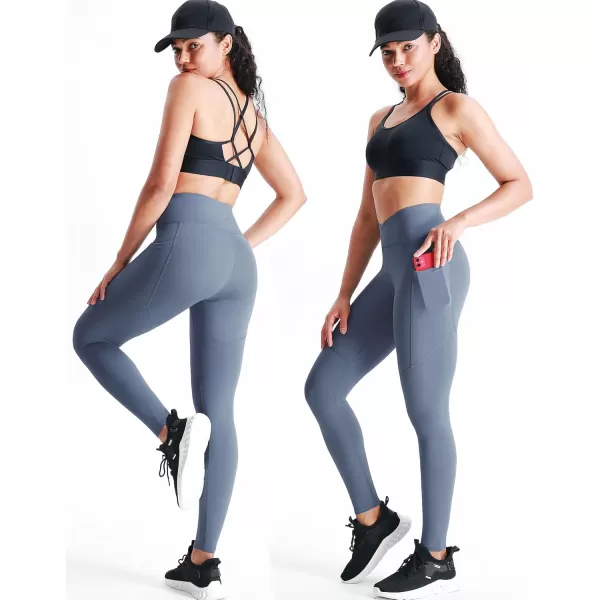 imageNELEUS Womens Yoga Pant Tummy Control High Waist Running Leggings with Pocket9124 BlackGreyNavy Blue 3 Pack