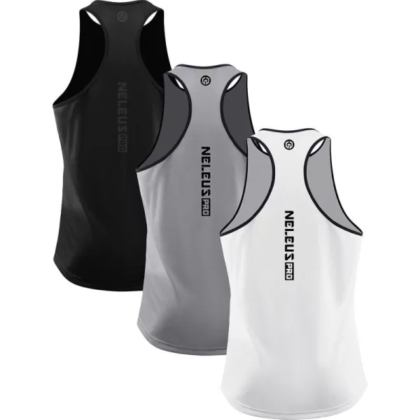 imageNELEUS Mens 3 Pack Running Tank Top Dry Fit YBack Athletic Workout Tank Tops5097 BlackGreyWhite 3 Pack