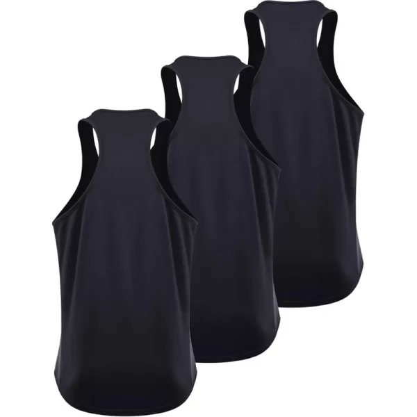 imageNELEUS Mens 3 Pack Running Tank Top Dry Fit YBack Athletic Workout Tank Tops5161 BlackBlackBlack