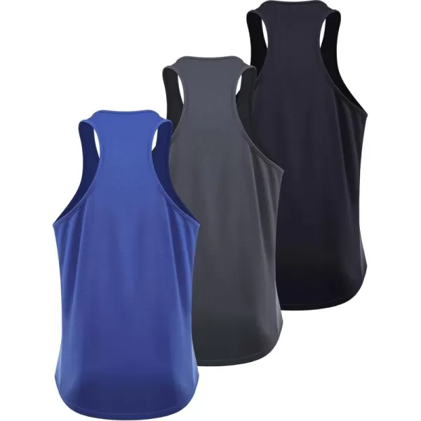 imageNELEUS Mens 3 Pack Running Tank Top Dry Fit YBack Athletic Workout Tank Tops5161 BlackGreyBlue