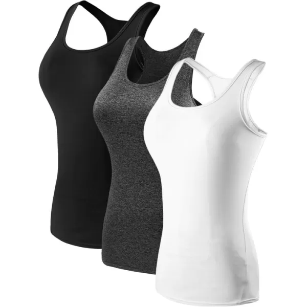 imageNELEUS Womens 3 Pack Compression Base Layer Dry Fit Tank Top04 3 Pack Black grey white