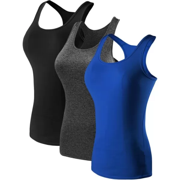 imageNELEUS Womens 3 Pack Compression Base Layer Dry Fit Tank Top04 3 Packblack grey blue