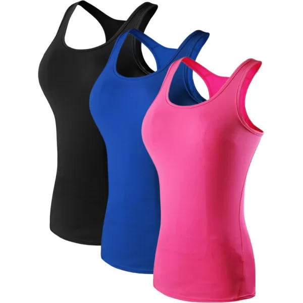 imageNELEUS Womens 3 Pack Compression Base Layer Dry Fit Tank Top04 3 Packblue rose black