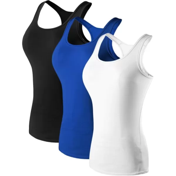 imageNELEUS Womens 3 Pack Compression Base Layer Dry Fit Tank Top04 3 Packblue white black