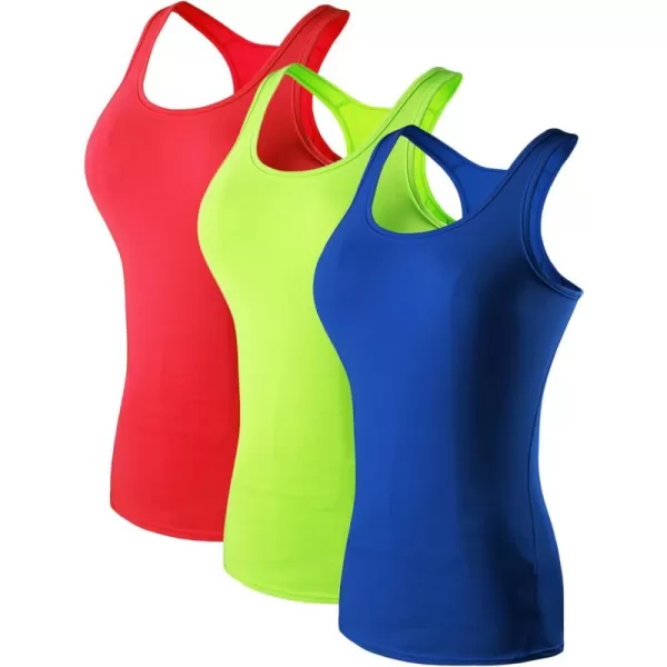 imageNELEUS Womens 3 Pack Compression Base Layer Dry Fit Tank Top04 3 Packgreen blue red