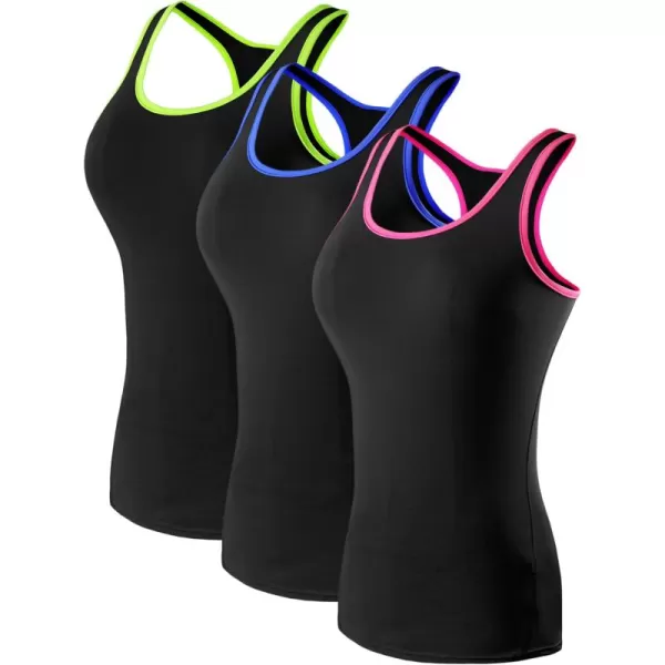 imageNELEUS Womens 3 Pack Compression Base Layer Dry Fit Tank Top04 BlueGreenPink