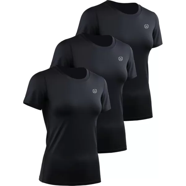 imageNELEUS Womens 3 Pack Compression Workout Athletic Shirt8017 BlackBlackBlack