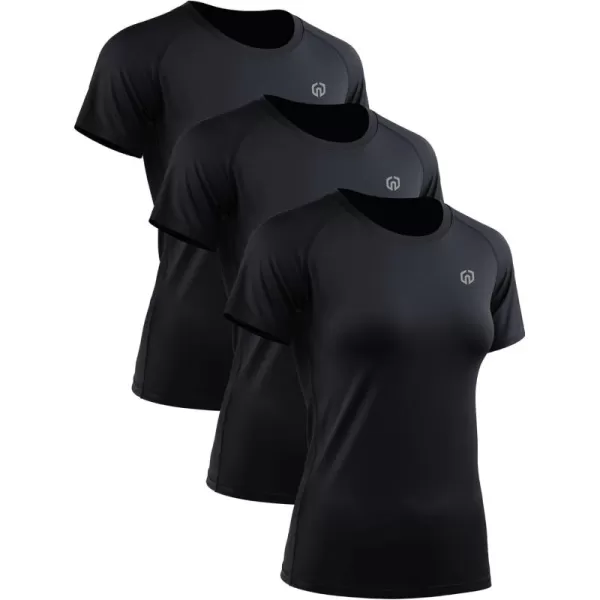 imageNELEUS Womens 3 Pack Compression Workout Athletic Shirt8018 BlackBlackBlack