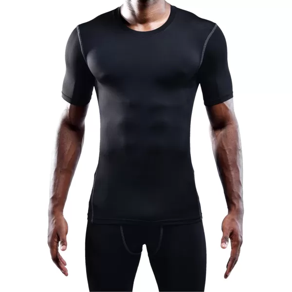 imageNELEUS Mens 3 Pack Athletic Compression Base Layer Workout Shirt5003 Black grey blue 3 Pack
