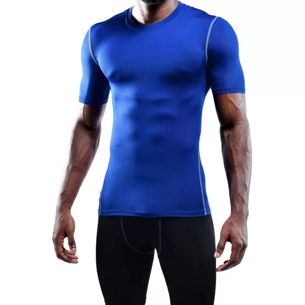 imageNELEUS Mens 3 Pack Athletic Compression Base Layer Workout Shirt5003 Black grey blue 3 Pack