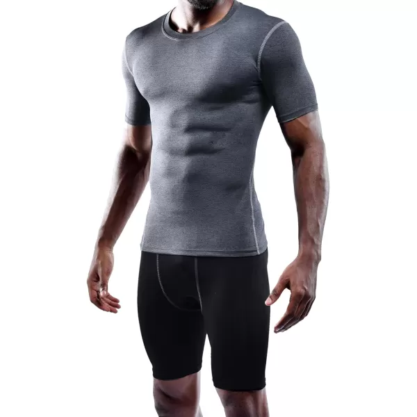 imageNELEUS Mens 3 Pack Athletic Compression Base Layer Workout Shirt5003 Black grey red 3 Pack