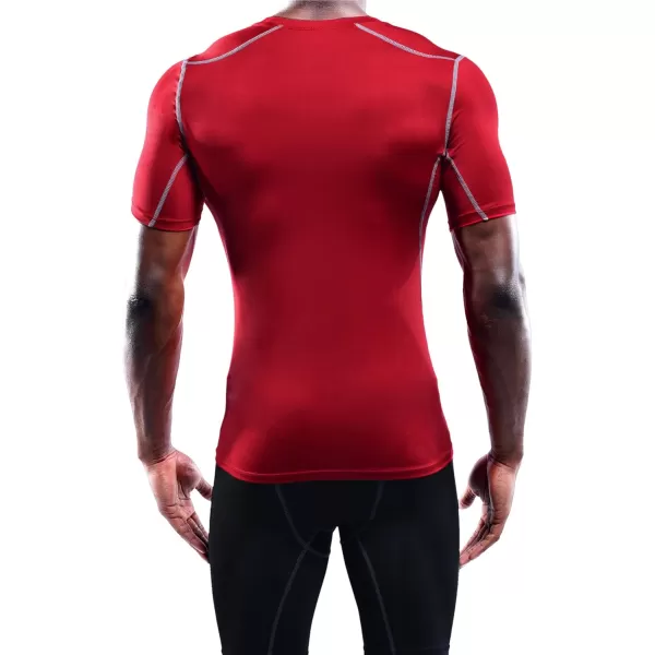 imageNELEUS Mens 3 Pack Athletic Compression Base Layer Workout Shirt5003 Black grey red 3 Pack