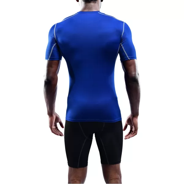 imageNELEUS Mens 3 Pack Athletic Compression Base Layer Workout Shirt5003 Black white blue 3 Pack
