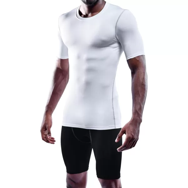 imageNELEUS Mens 3 Pack Athletic Compression Base Layer Workout Shirt5003 Black white blue 3 Pack