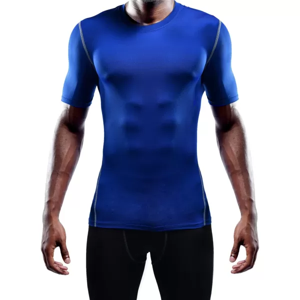 imageNELEUS Mens 3 Pack Athletic Compression Base Layer Workout Shirt5003 Black white blue 3 Pack