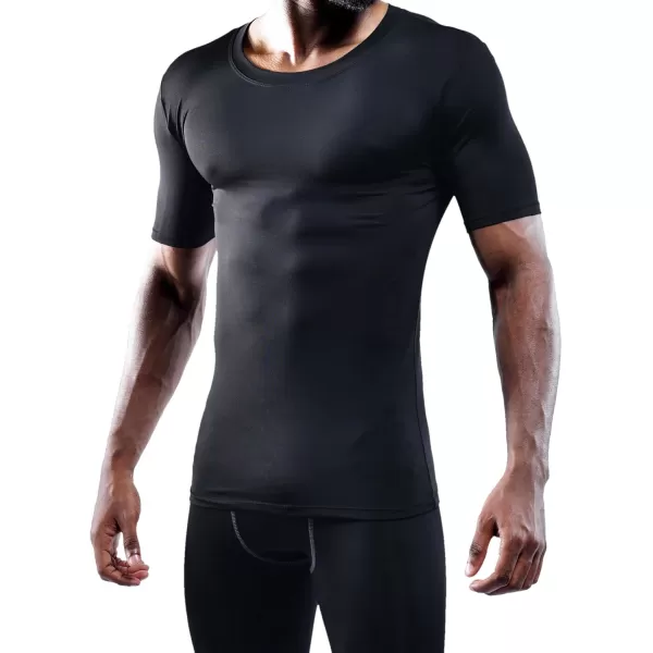 imageNELEUS Mens 3 Pack Athletic Compression Base Layer Workout Shirt5011 3 Pack Black grey navy Blue