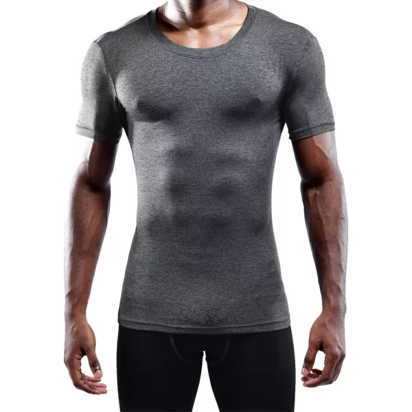 imageNELEUS Mens 3 Pack Athletic Compression Base Layer Workout Shirt5011 3 Pack Black grey navy Blue