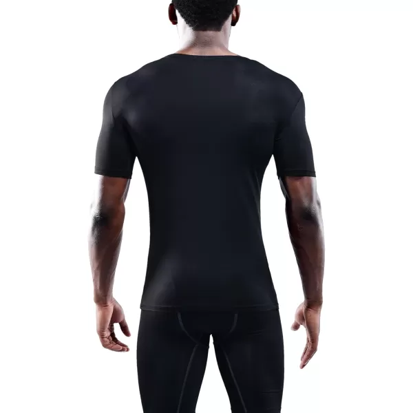 imageNELEUS Mens 3 Pack Athletic Compression Base Layer Workout Shirt5011 3 Pack Black grey navy Blue