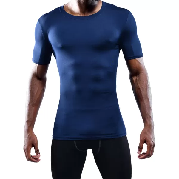 imageNELEUS Mens 3 Pack Athletic Compression Base Layer Workout Shirt5011 3 Pack Black grey navy Blue