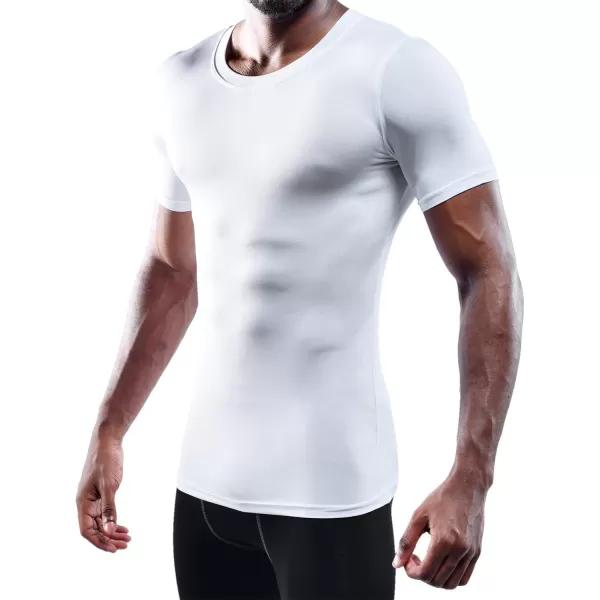 imageNELEUS Mens 3 Pack Athletic Compression Base Layer Workout Shirt5011 3 Pack Black grey white