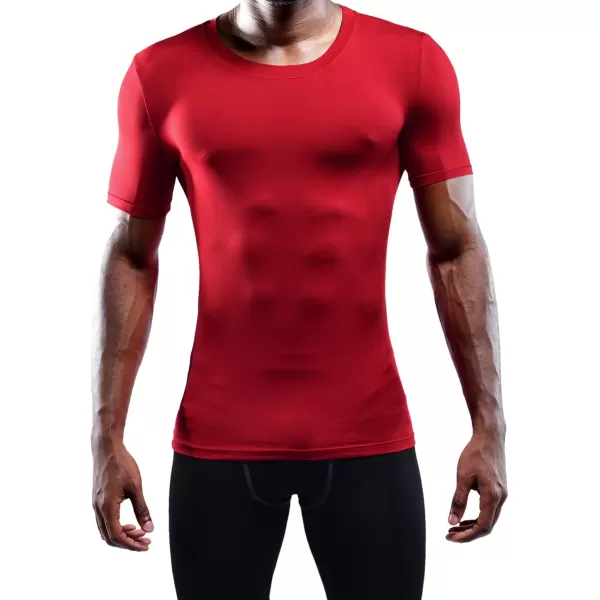 imageNELEUS Mens 3 Pack Athletic Compression Base Layer Workout Shirt5011 3 Packblack grey red